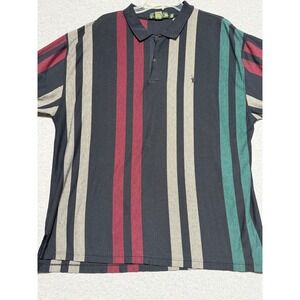 Knights of the Round Table Mens Striped Polo Shirt Navy Burgundy Teal XL‎